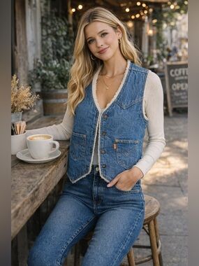 VTG 70s Levi’s Orange Tab Sherpa-Lined Trucker Jacket – Small –